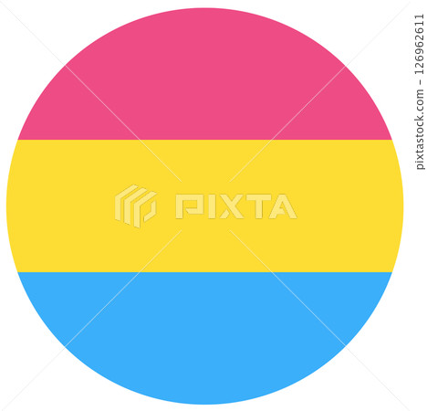 Pansexual Pride flag in circle shape isolated. Pansexual Pride flag in circle shape isolated. 126962611