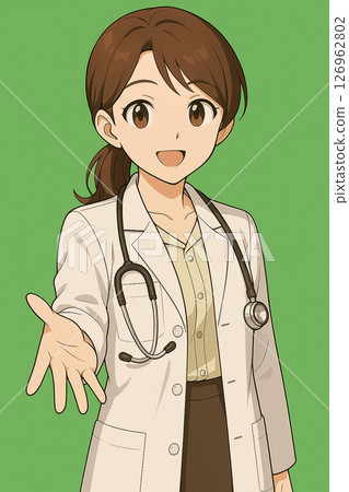 綠幕動漫風格女醫生 126962802