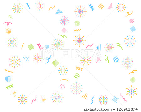 Pop and colorful shape icon and line and fireworks frame set 126962874