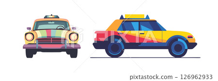 Pixel Art Taxi Cars Two Designs 126962933