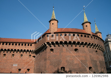 Poland, Krakow cityscape, Barbican Poland, Krakow cityscape, Barbican 126962946