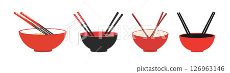 Noodle Bowls with Chopsticks Noodle Bowls with Chopsticks 126963146