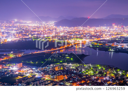 Night view from Shishi no Reigan Observatory, Yashima, Kagawa Prefecture Night view from Shishi no Reigan Observatory, Yashima, Kagawa Prefecture 126963259