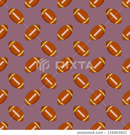 American football ball seamless pattern rugby ball background. American football ball seamless pattern rugby ball background. 126963601