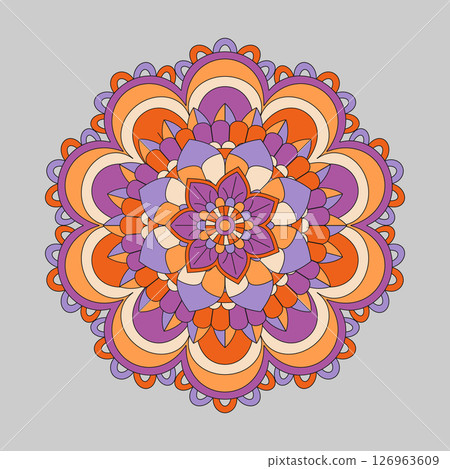 Vector hand drawn doodle mandala with tracery. 126963609