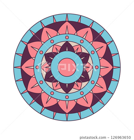 Colorful ethnic round ornamental mandala. Colorful ethnic round ornamental mandala. 126963650