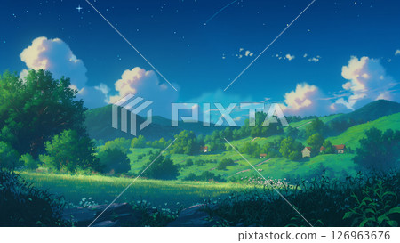 山丘之夜，動漫風格 126963676