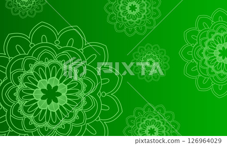 Vector gradient fresh green colours background with a pattern of mandala. 126964029