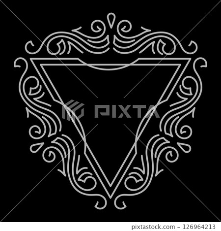 Line curl frame. Modern decorative linear background. Line curl frame. Modern decorative linear background. 126964213