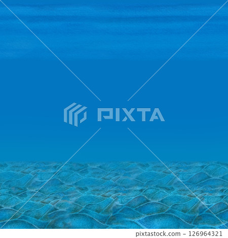 Hand-drawn underwater scene featuring textured sand dunes and a blue water gradient. Watercolor seamless border perfect for marine backgrounds, game design, animation, or ocean-themed digital content Hand-drawn underwater scene featuring textured sand dunes and a blue water gradient. Watercolor seamless border perfect for marine backgrounds, game design, animation, or ocean-themed digital content 126964321