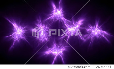 Energy purple discharges pulsate, flash on a black background, abstraction. 126964451