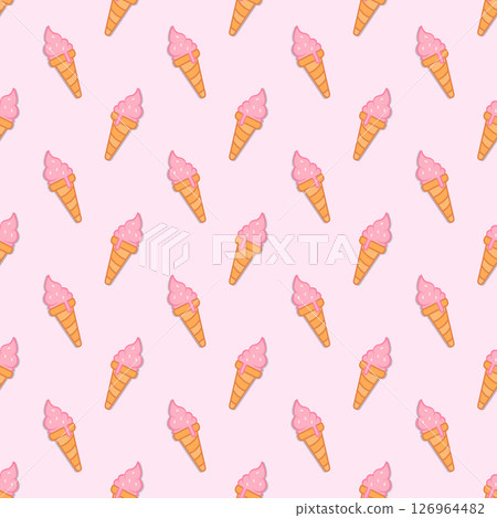 Hand drawn seamless pattern of ice cream horn. 126964482