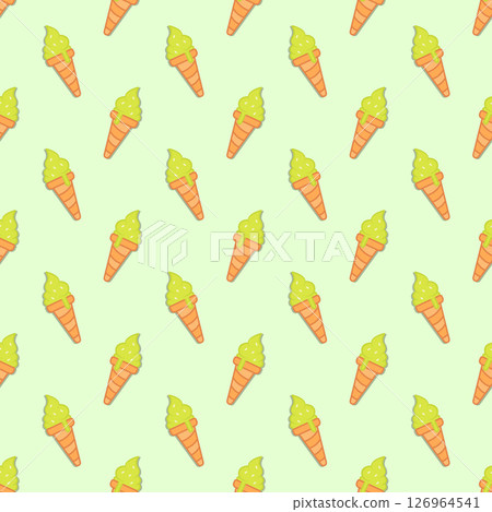 Pattern green ice cream on a stick on a green. 126964541