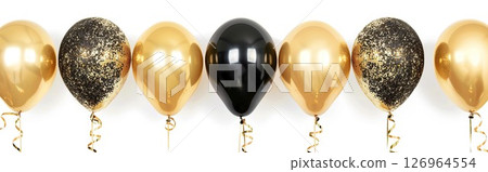 Golden balloons on a white background. Festive background. generative ai. 126964554