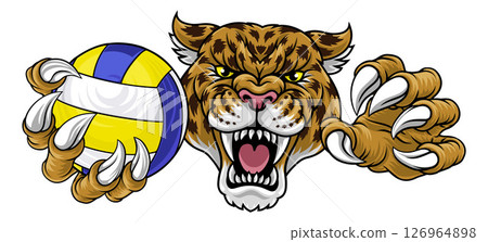 Jaguar Leopard Cheetah Panther Volleyball Mascot 126964898