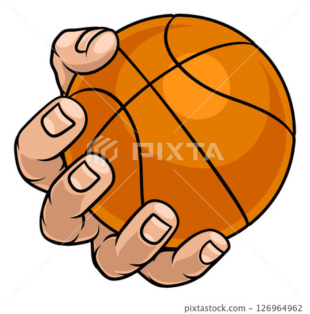 Mascot Person Hand Fist Holding Basketball Ball 126964962