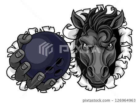 Horse Mustang Stallion Bowling Sports Team Mascot 126964963