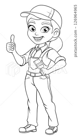 Woman Female Painter Decorator Cartoon Mascot 126964965