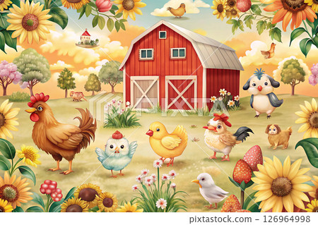 farm scenes with farm animals and farm 126964998