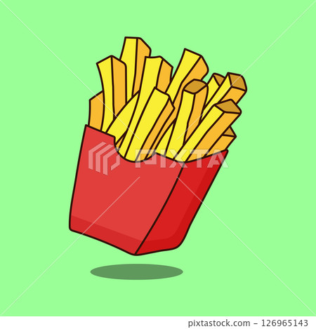 French fries in paper box, isolated. French fries in paper box, isolated. 126965143