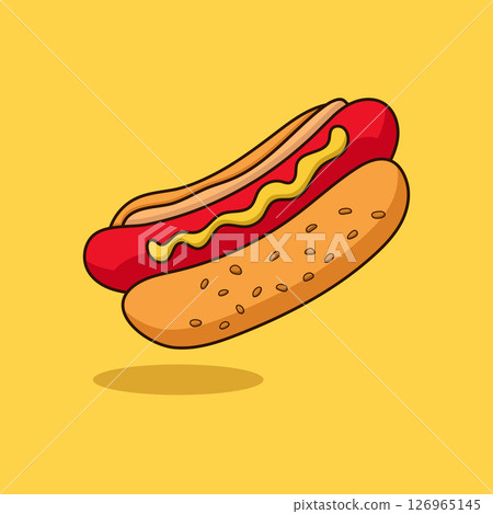 Hot dog icon with long shadow flat style vector illustration. 126965145
