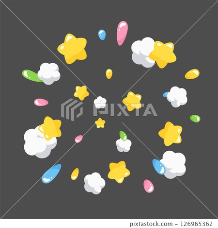 Cute star and smoke explosion illustration material 126965362