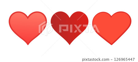 Three Hearts Red Pink Coral Heart Icons 126965447