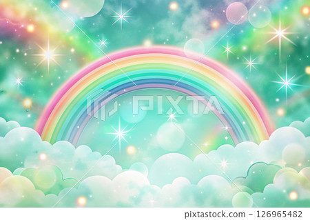 background with clouds and rainbow 126965482
