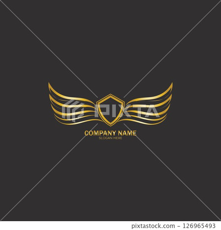 winged shield gold logo design symbol vector illustration-vector winged shield gold logo design symbol vector illustration-vector 126965493