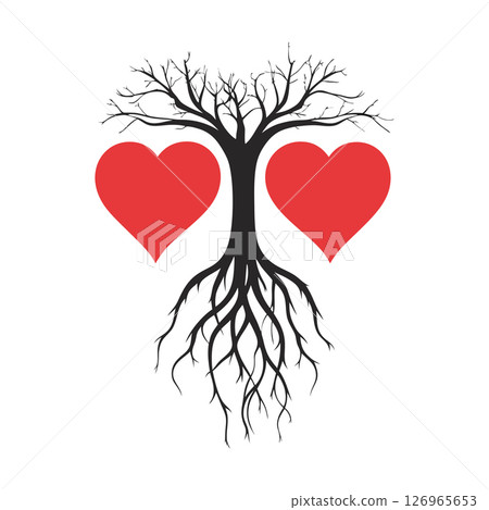 Love Tree Roots Hearts Family Relationship Symbol 126965653
