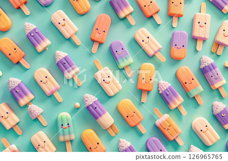 seamless pattern tile cartoon with ice cream 126965765