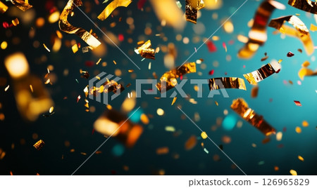 Colorful Confetti Falling During a Festive Celebration or Party in a Joyful Atmosphere 126965829