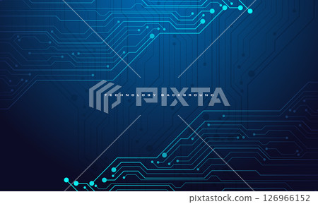 Abstract blue circuit cyber technology connected lines electronics computer digital design modern futuristic background vector 126966152