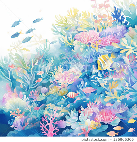 Colorful coral reef bustling with diverse marine life in a vibrant underwater ecosystem Colorful coral reef bustling with diverse marine life in a vibrant underwater ecosystem 126966306