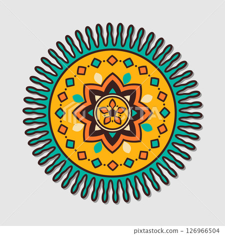 Vector hand drawn doodle mandala with hearts. Vector hand drawn doodle mandala with hearts. 126966504