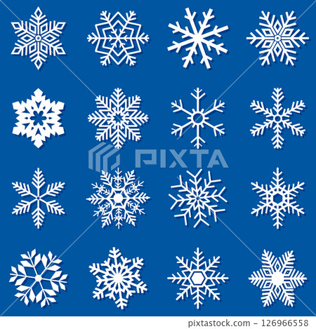 Big set of white snowflakes on a blue background for winter design. 126966558