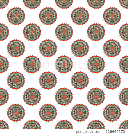 Colorful glaze seamless pattern of mandalas. 126966573