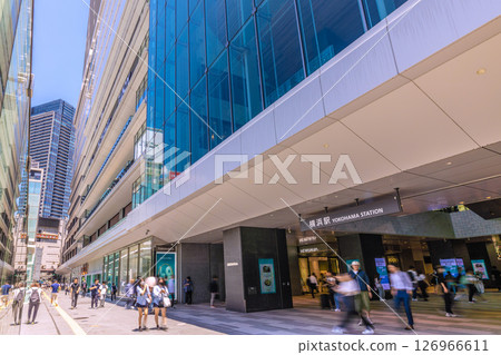 Yokohama cityscape in Japan, overlooking Yokohama Station and tower apartments 126966611