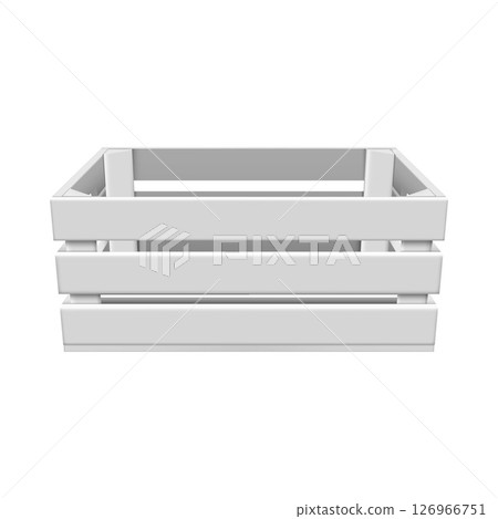 White realistic wooden crate front view vector illustration. 126966751