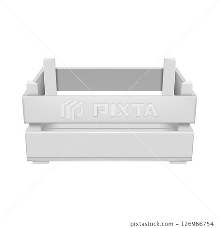 White wooden crate rectangular shape, with two boards and holes. 126966754