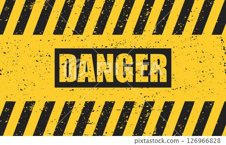 Abstract grunge black danger sign on a yellow background. 126966828