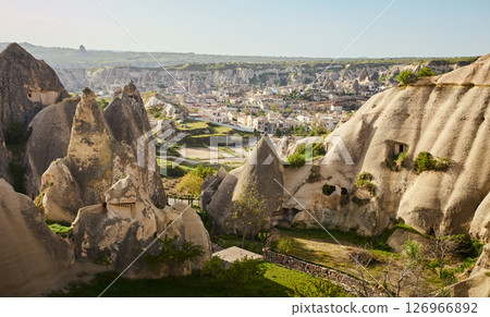 Panorama of Goreme town in Cappadocia, Turkey 126966892