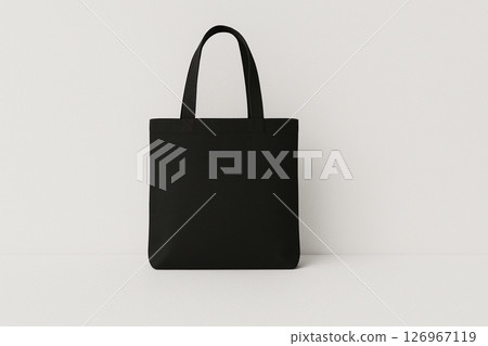 A simple black tote bag on a white background 126967119