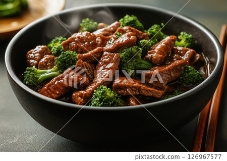 Porcelain doll delicate beauty highlighted in soft lighting with lifelike expression 126967577