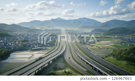 Car running on highway 126967663