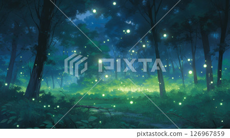 Scenery of fireflies flying 126967859