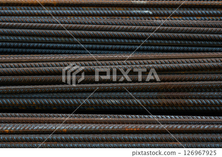 Armature background, rusty armature folded. Iron background 126967925