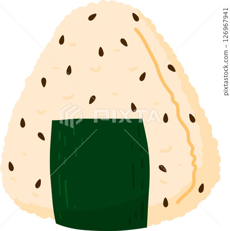 Onigiri. Japanese fast food made of rice with stuffing, molded in the form of a triangle in nori seaweed Onigiri. Japanese fast food made of rice with stuffing, molded in the form of a triangle in nori seaweed 126967941