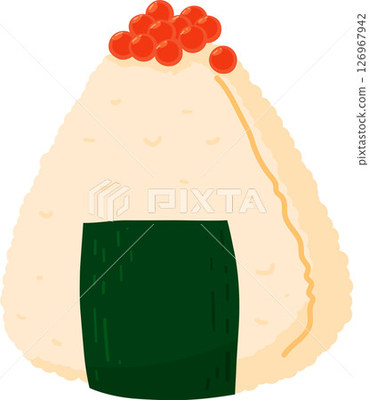 Onigiri. Japanese fast food made of rice with stuffing, molded in the form of a triangle in nori Onigiri. Japanese fast food made of rice with stuffing, molded in the form of a triangle in nori 126967942