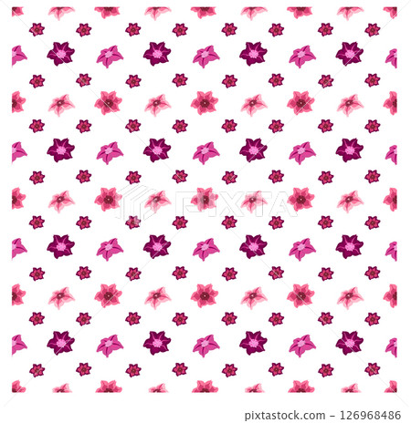 Simple flowers in flat style. Seamless pattern. Vector illustration. Simple flowers in flat style. Seamless pattern. Vector illustration. 126968486
